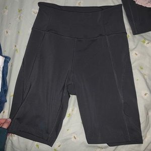 girlfriend grey high rise bike shorts
